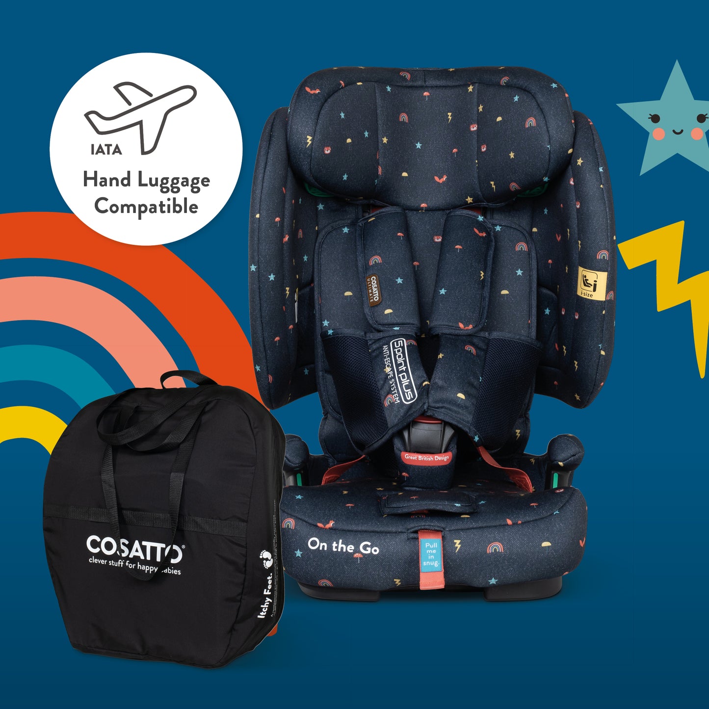 On the Go I-Size Travel Car Seat Doodle Days